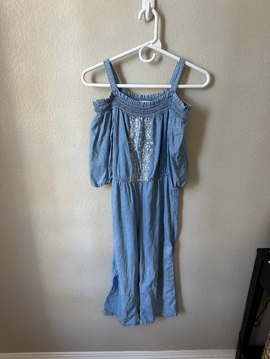 Old Navy Other - Old Navy Light Blue Embroidered Cold-Shoulder Jumpsuit- Large (10/12)